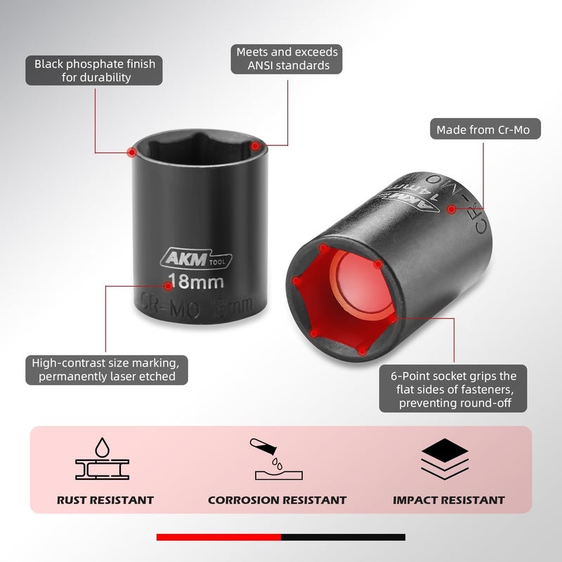 AKM TOOL 1/4 Inch Drive 10mm Magnetic Impact Socket Set, 1 PCS Metric, 6 Point, Cr-Mo, Square Drive, Magnetic Socket - Image 2